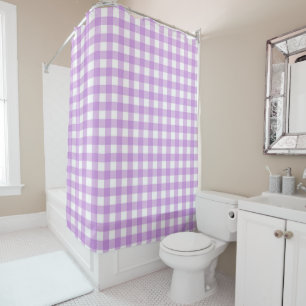 Classic Gingham Check Plaid Pattern Lilac    Shower Curtain
