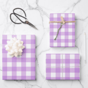 Classic Gingham Check Plaid Pattern Lilac    Wrapping Paper Sheet