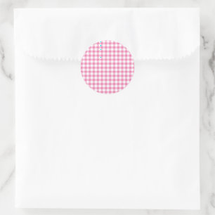Classic Gingham Fuchsia Round Sticker