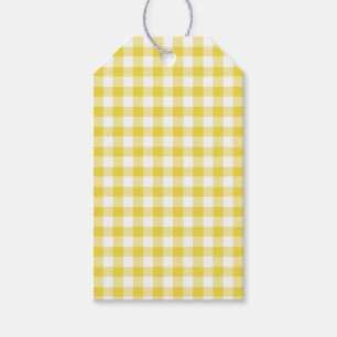 Classic Gingham Golden Yellow Gift Tags