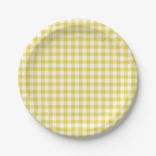 Classic Gingham Golden Yellow Paper Plate
