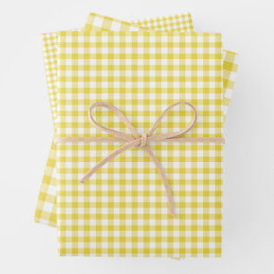 Classic Gingham Golden Yellow Wrapping Paper Sheet