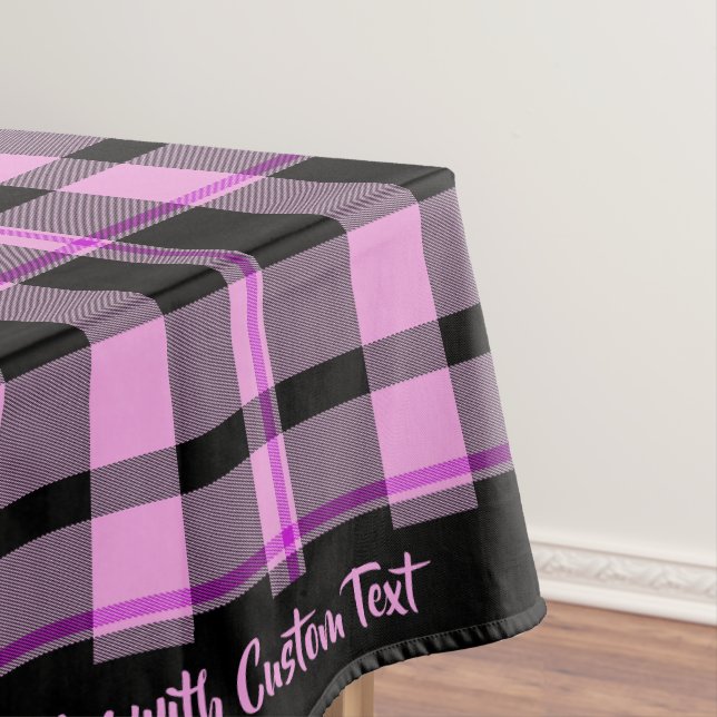 Classic Gingham Hot Pink Black Plaid Tartan  Tablecloth (In Situ)