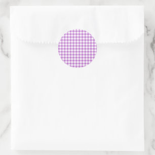 Classic Gingham Orchid Purple Round Sticker