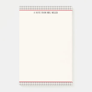 Classic Gingham Personalised Teacher Post-it Notes