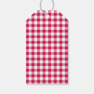 Classic Gingham Raspberry Gift Tags