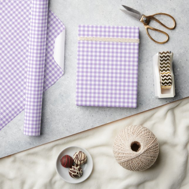 Classic Gingham Soft Lavender Wrapping Paper (Crafts)