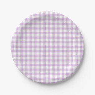 Classic Gingham Soft Lilac  Paper Plate