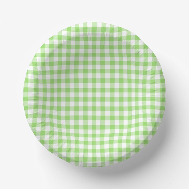 Classic Gingham Spring Green Paper Plate (Front)