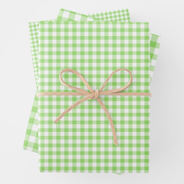 Classic Gingham Spring Green Wrapping Paper Sheet (In situ)