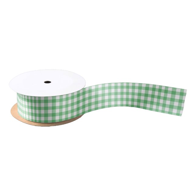 Classic Gingham Summer Green Satin Ribbon (Spool)