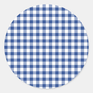 Classic Gingham True Blue Classic Round Sticker