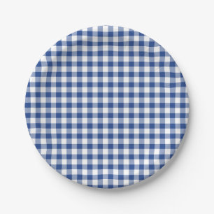 Classic Gingham True Blue Paper Plate