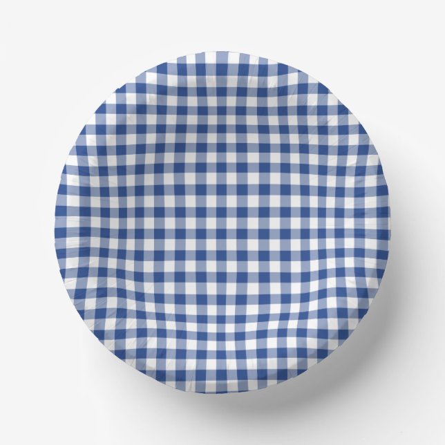 Classic Gingham True Blue Paper Plate (Front)