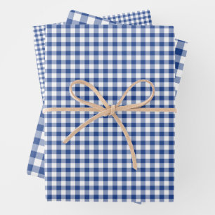 Classic Gingham True Blue Wrapping Paper Sheet