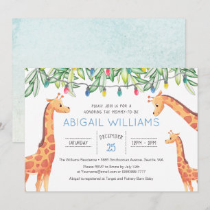 Classic Giraffe Safari Party Baby Shower Invitation