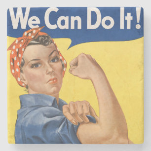 Classic Girl Power Empowerment Pop Art Print Stone Coaster