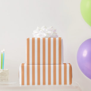 Classic Girly Pastel Orange Stripe Pattern Spring Wrapping Paper