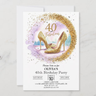 Classic Glam Digital Gold 40th Birthday Invitation