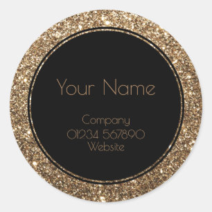 Classic Glamour Gatsby Black and Gold Glitter Classic Round Sticker