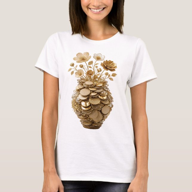 Classic Gold ABSTRACT ART Statement Design T-Shirt (Front)