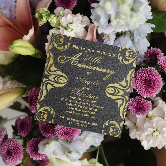 Classic Gold And Black Luxury Formal Anniversary Invitation (Creator Uploaded)