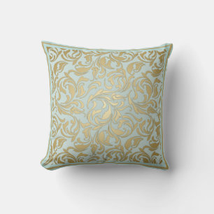 Classic Gold and Blue with Ornate Scrolls Cushion