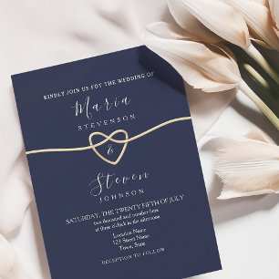 Classic Gold and Navy Blue Wedding Invitation