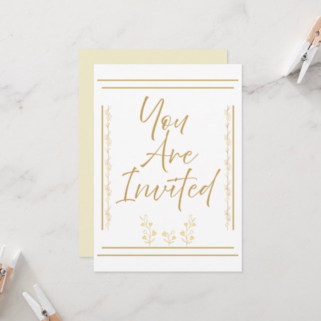 Classic Gold and White Invite (Front/Back In Situ)
