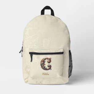 Classic Gold Backpack Elegant Baroque Monogram C