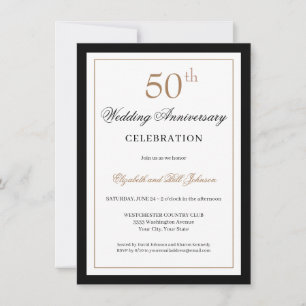 Classic Gold Black 50th Wedding Anniversary Invitation