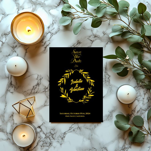 Classic Gold & Black Diamond Save the Date Wedding Invitation (Creator Uploaded)