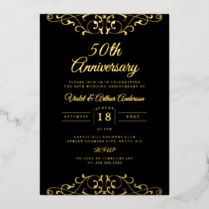 Classic Gold Black Swirl 50th Wedding Anniversary