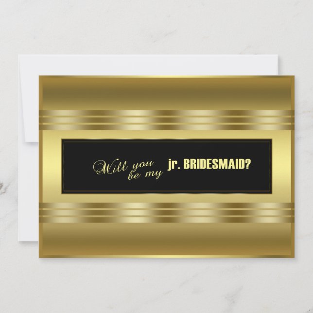 Classic Gold Black Will You Be My jr. Bridesmaid? Invitation (Front)