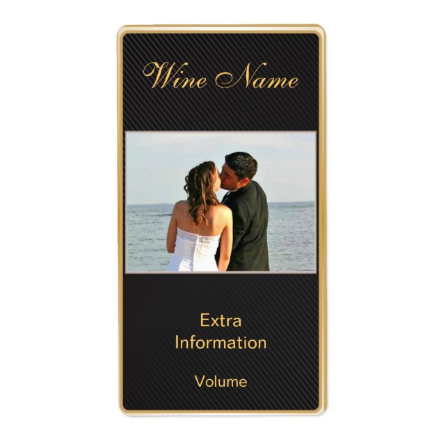Classic Gold Black Wine Label With Kisses (Front)