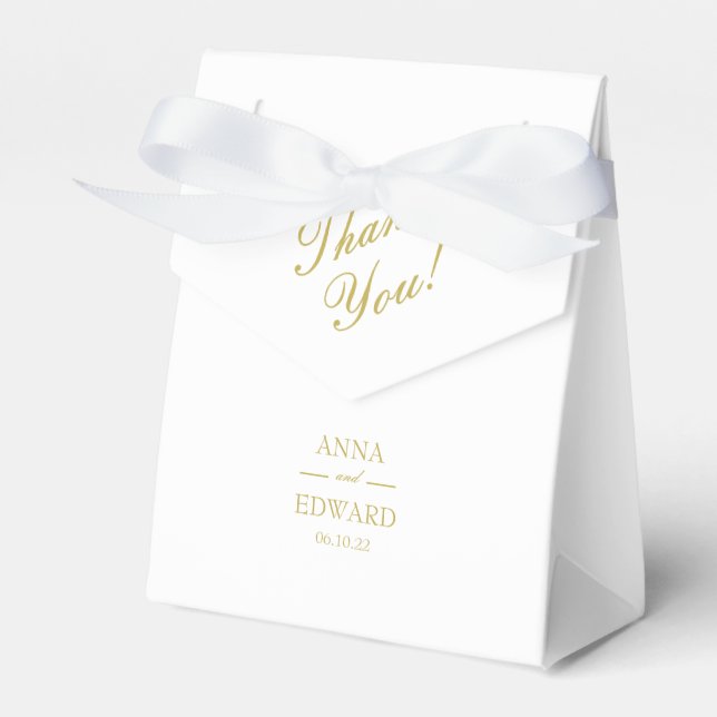 Classic Gold Block Wedding Thank You Favour Box (Front Side)