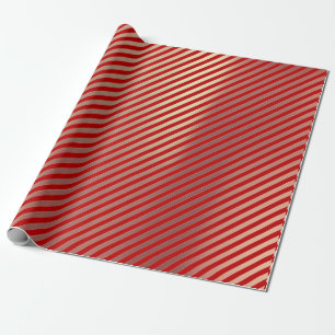 Classic Gold Blush Pink Red White Stripes Lines Wrapping Paper