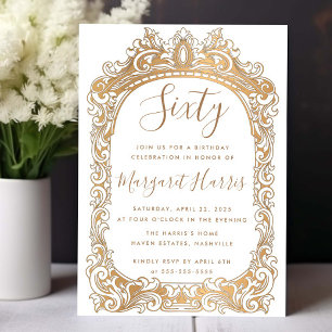 Classic Gold Border 60th Sixty Birthday Invitation
