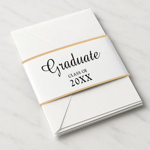 Classic Gold Border Script Calligaphy Law Grad Invitation Belly Band