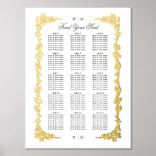 classic gold botanicals Wedding table seating plan Foil Prints