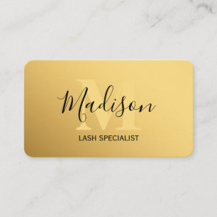 Classic Gold Brushed Metal Monogram Stylish Script Business Card