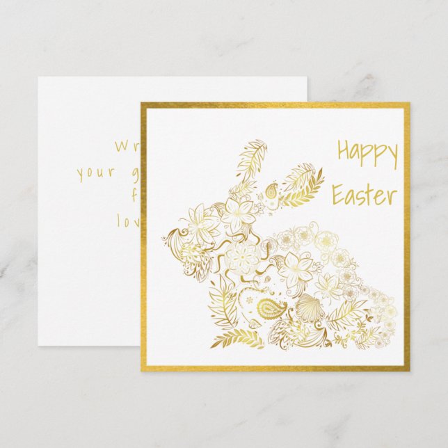 Classic Gold Bunny Easter Card (Front/Back)