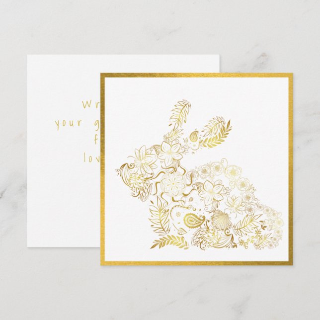 Classic Gold Bunny Easter Card (Front/Back)