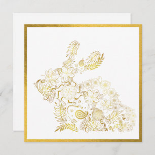 Classic Gold Bunny Easter Card