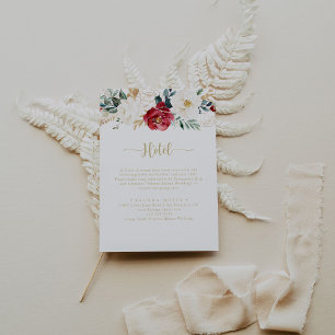 Classic Gold Burgundy White Floral Hotel Enclosure Card