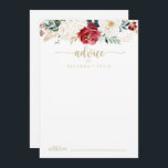 Classic Gold Burgundy White Floral Wedding  Advice Card<br><div class="desc">This classic gold burgundy white floral wedding advice card is perfect for a rustic wedding. The design features watercolor white, burgundy and gold flowers and berries with green foliage arranged into elegant bouquets. These cards are perfect for a wedding, bridal shower, baby shower, graduation party & more. Personalise the cards...</div>