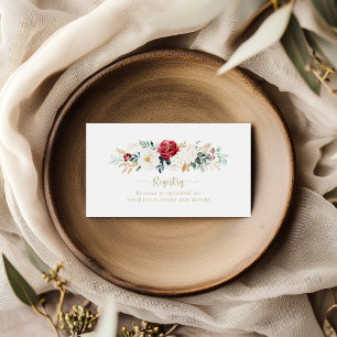 Classic Gold Burgundy White Wedding Gift Registry  Enclosure Card