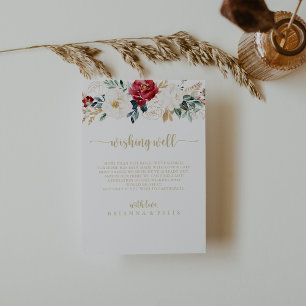 Classic Gold Burgundy White Wedding Wishing Well   Enclosure Card