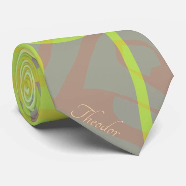 Classic Gold Butterfly Pistachio Violet Pattern Tie (Rolled)