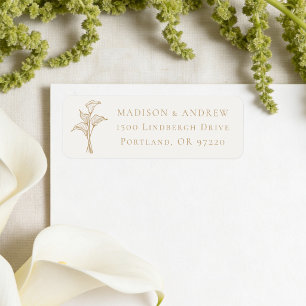 Classic Gold Calla Lily Wedding Address Return Address Label